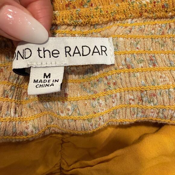 Beyond the Radar Floral Puff Sleeve Mini Dress M Mustard Yellow Cottagecore - Picture 7 of 10